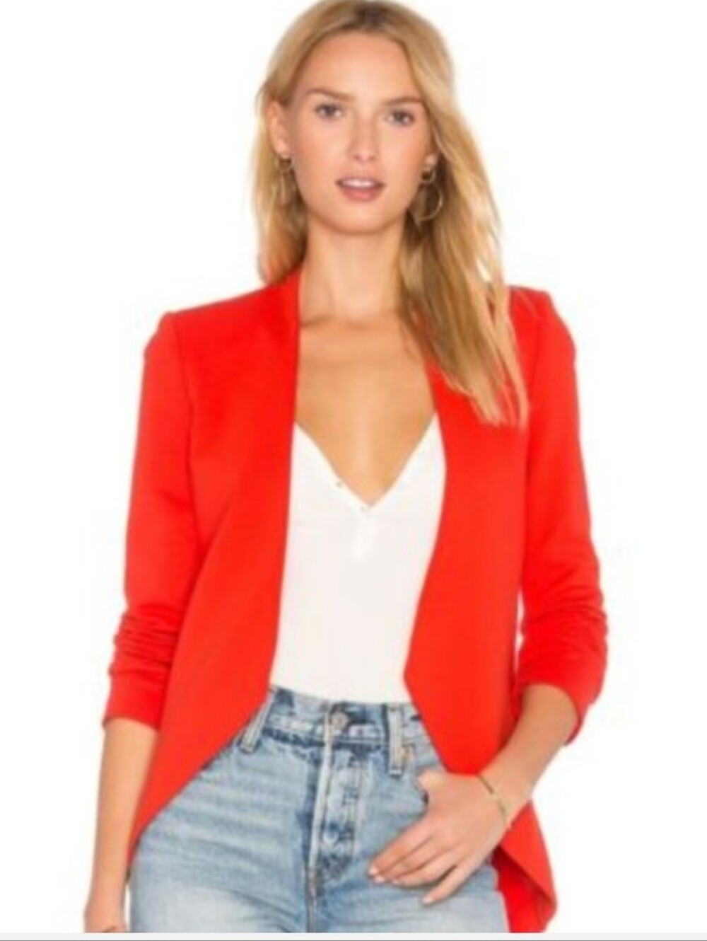 Blaque Label Women's Open Front Red Blazer Jacket Size Small